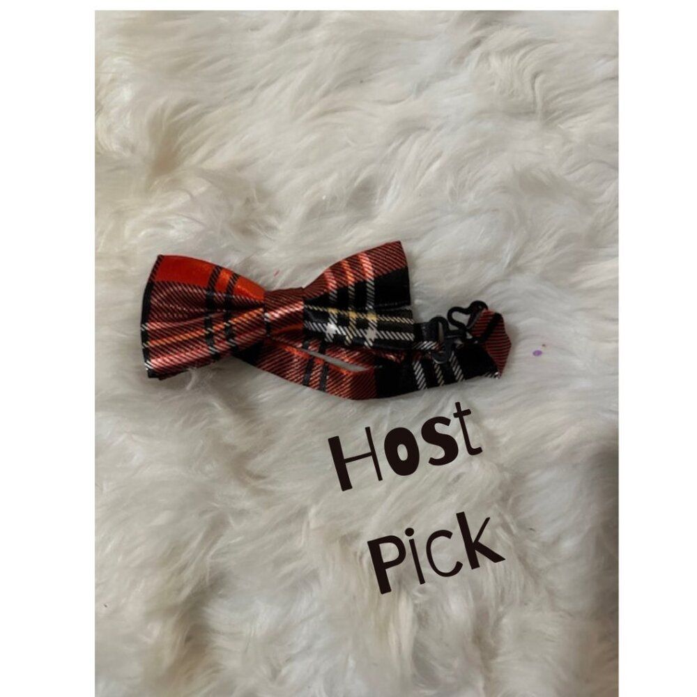 💗HOST PICK💗  Red & Black Plaid Satin Bow Tie     - kids